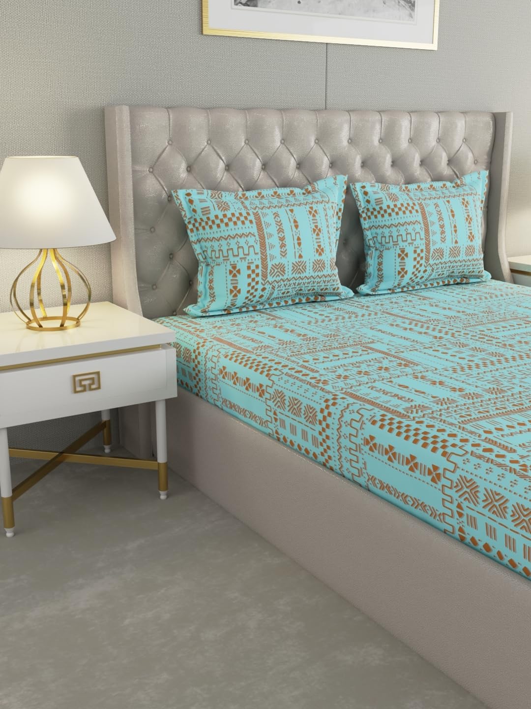 Raymond Home 104 TC Cotton Double Bedsheet with 2 Pillow Covers (012205-BF01)