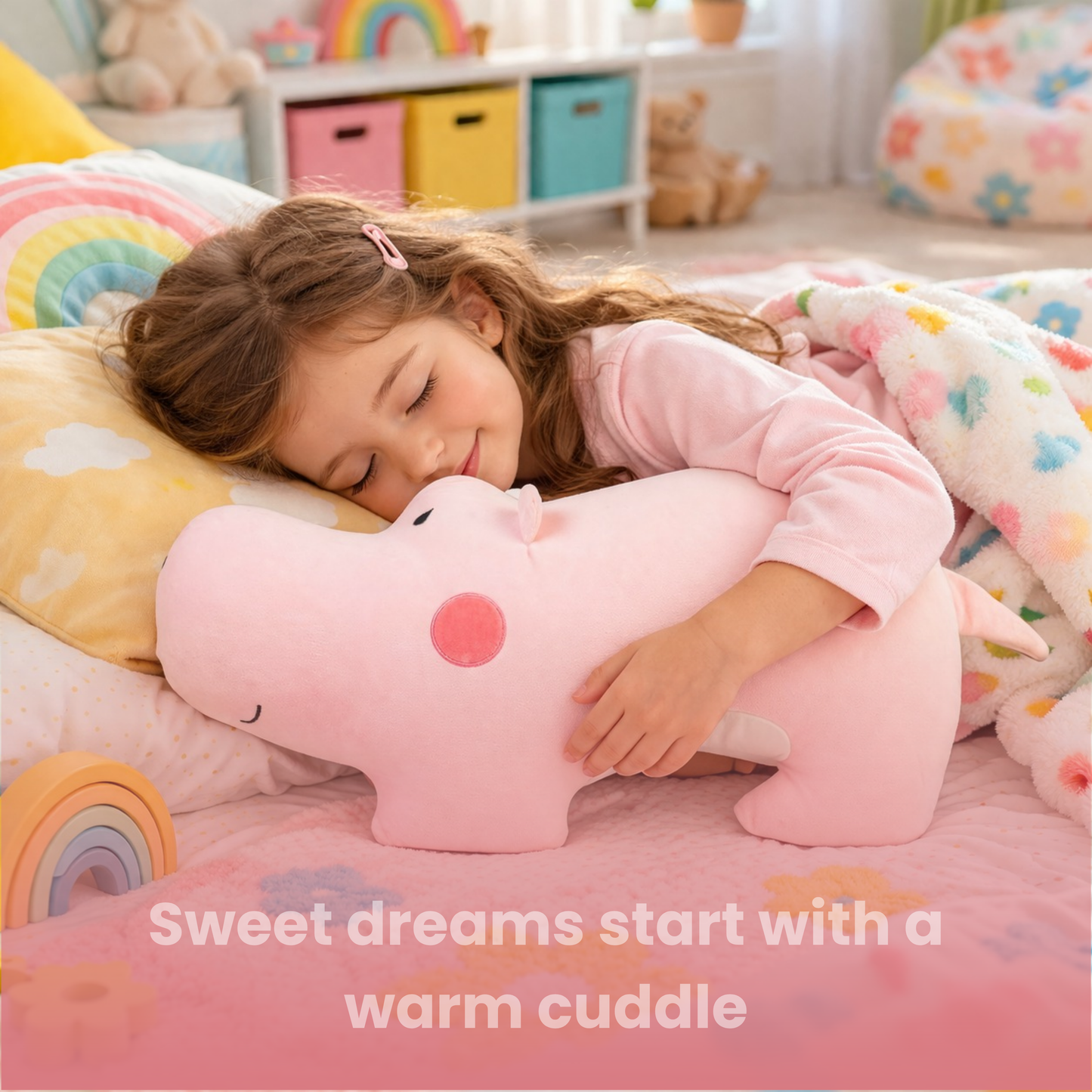 HANKLEY 21.6 Inch Pink Hippo Plush Toy Soft Stuffed Animal for Kids & Gifting