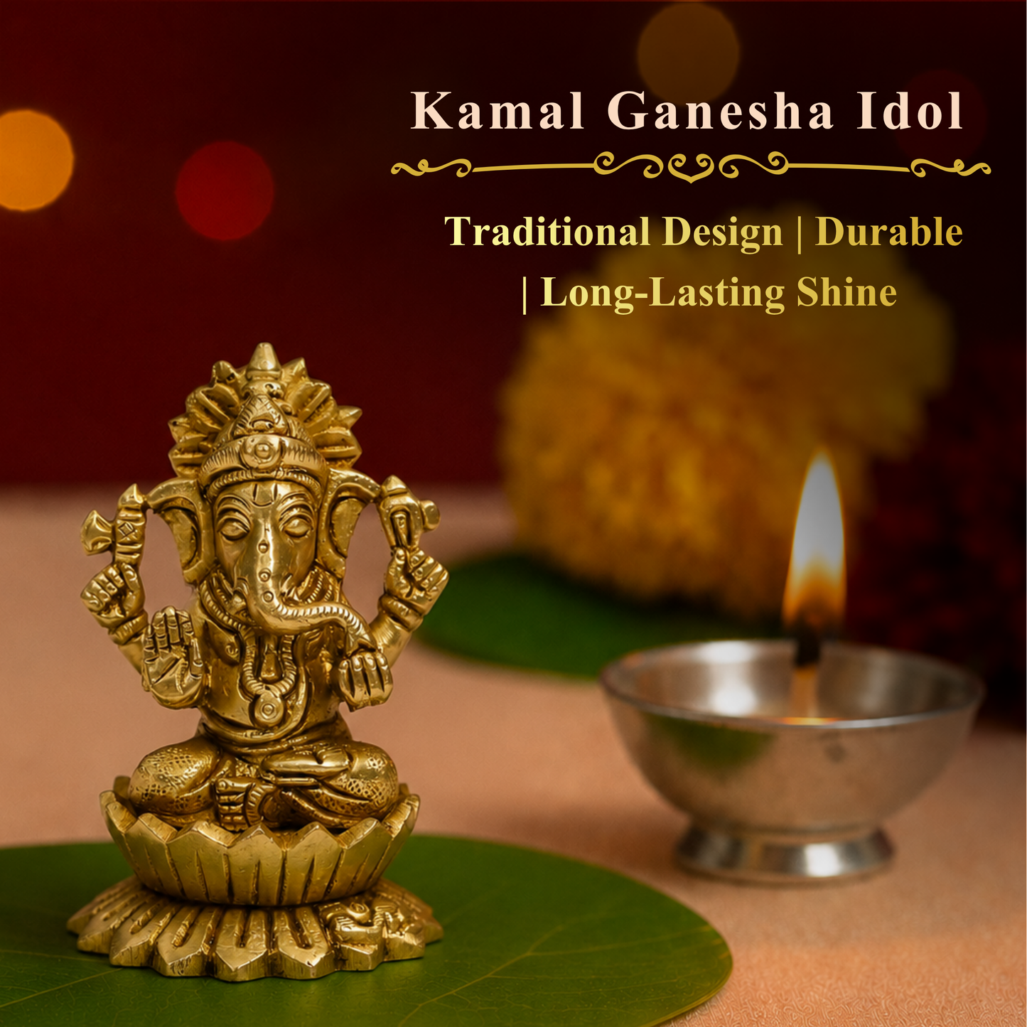 Klassic 2.7 Inch Pure Brass Kamal Ganesh Idol