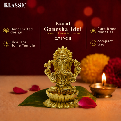 Klassic 2.7 Inch Pure Brass Kamal Ganesh Idol