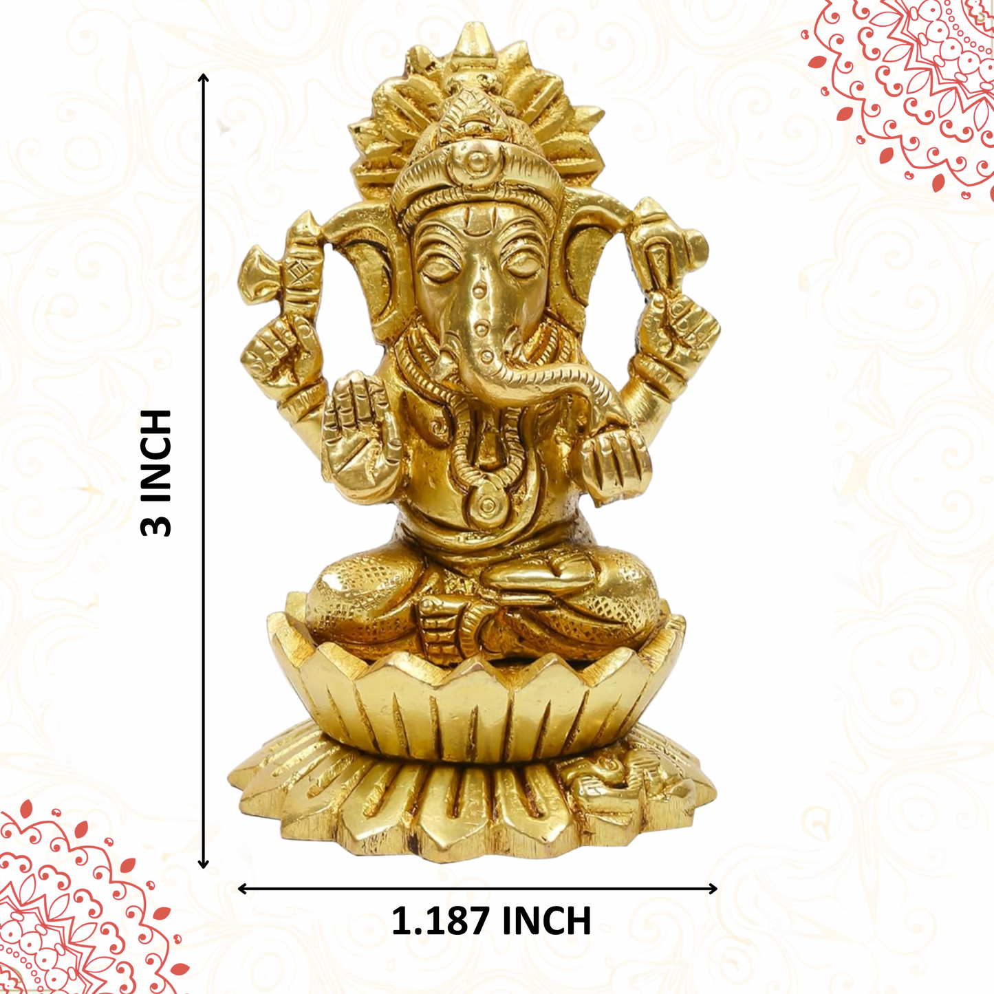 Klassic 2.7 Inch Pure Brass Kamal Ganesh Idol