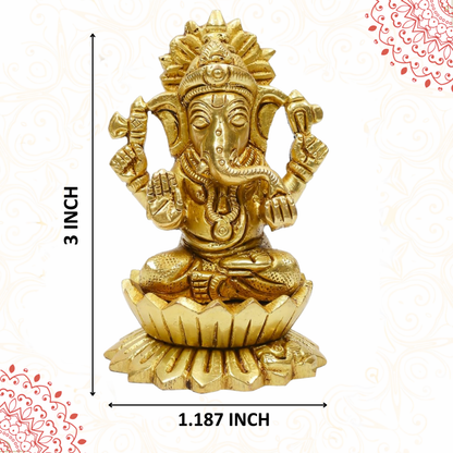 Klassic 2.7 Inch Pure Brass Kamal Ganesh Idol