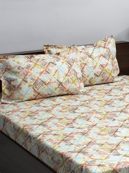 Raymond Home Jazzy Cotton Rich 120 TC Double Bedsheet with 2 Pillow Covers