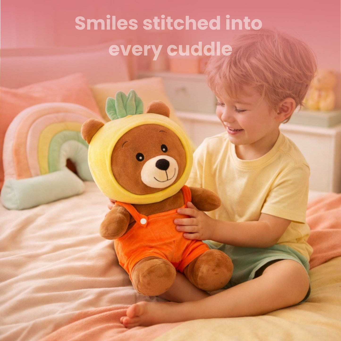 HANKLEY 21 Inch Brown Fruity Bear Plush Toy Soft Teddy Bear for Kids & Gifting
