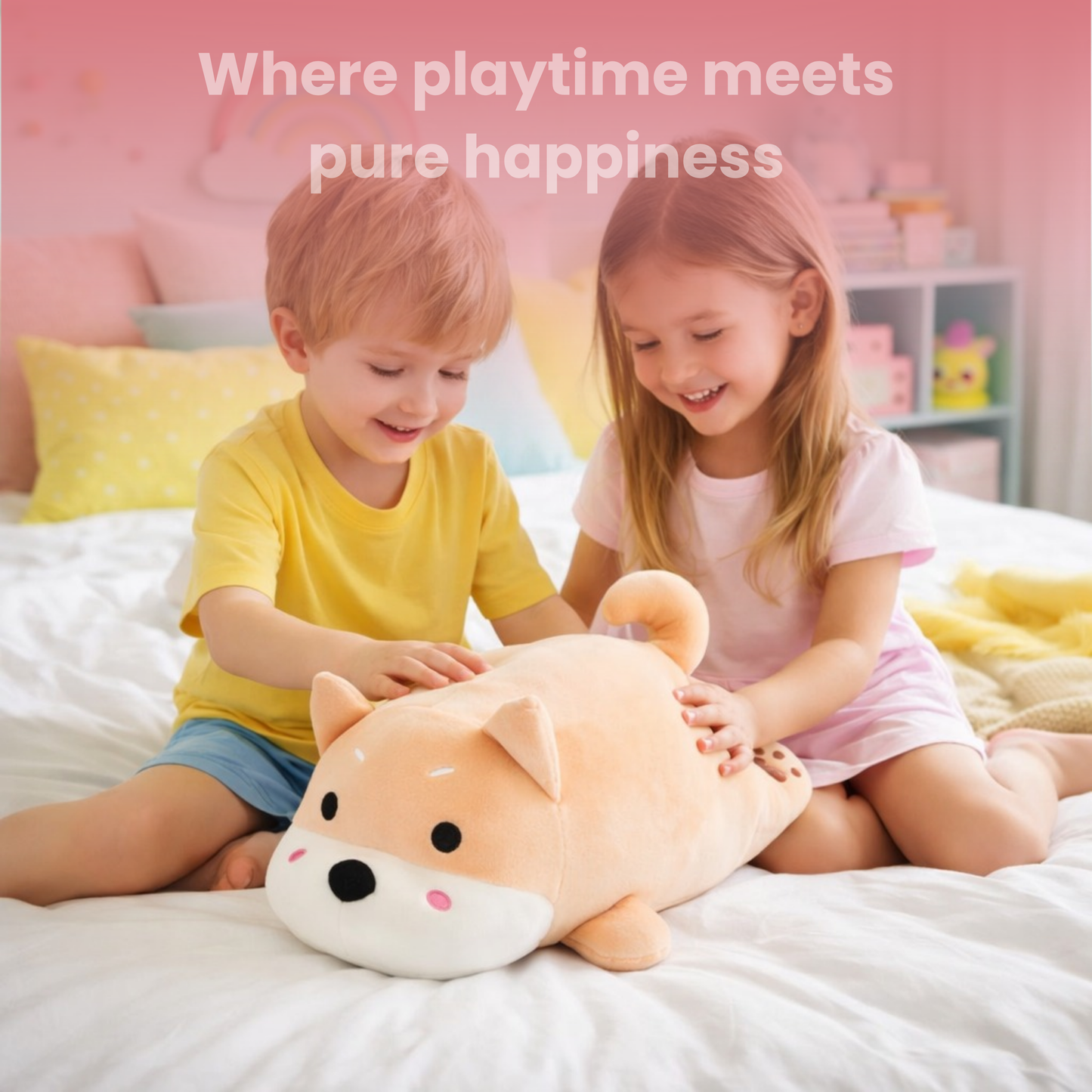 HANKLEY 15 Inch Puppy Plush Toy Khaki Soft Stuffed Dog for Kids & Adults