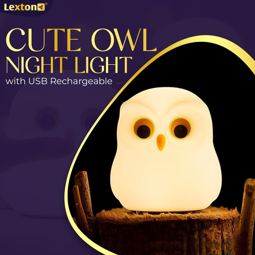 
                  
                    Lexton Cute Owl Night Light, Silicone Warm White, Nursing Room Indoor Light, USB Rechargeable Bedside Lamp, 1 Pc
                  
                