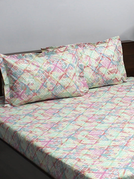 Raymond Home Jazzy Cotton Rich 120 TC Double Bedsheet with 2 Pillow Covers