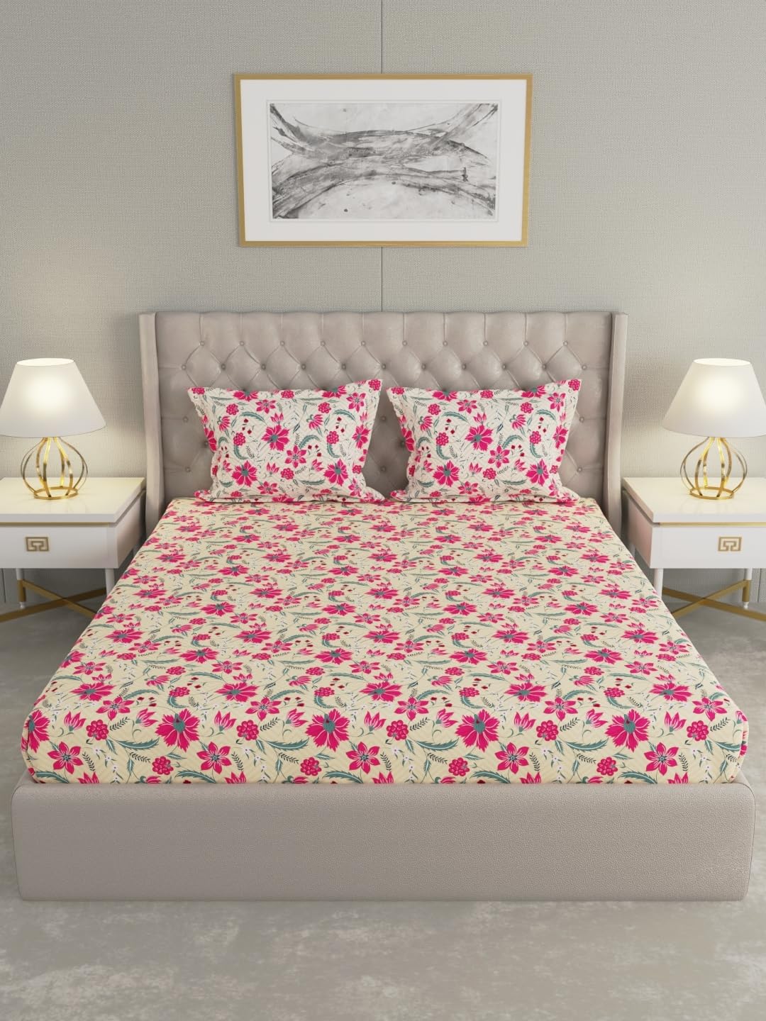Raymond Home 210 TC Cotton Double Bedsheet with 2 Pillow Covers (012242-BF01)