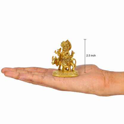 Klassic 2.5 Inch Pure Brass Krishna Statue with Cow idol