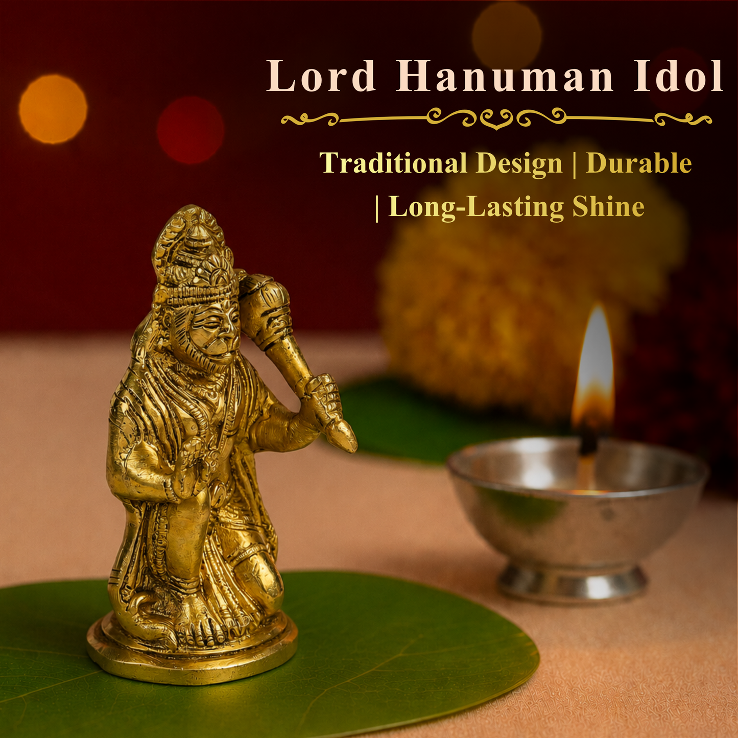 Klassic Brass Sitting Lord Hanuman Idol 6 Inch