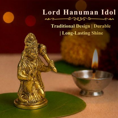 Klassic Brass Sitting Lord Hanuman Idol 6 Inch