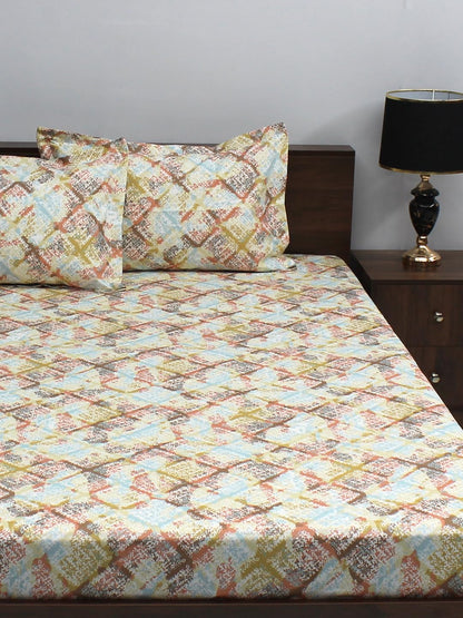 Raymond Home Jazzy Cotton Rich 120 TC Double Bedsheet with 2 Pillow Covers