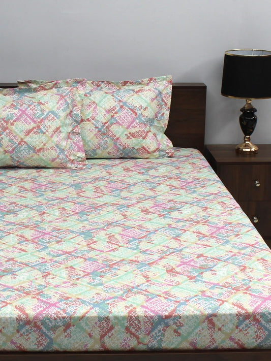 Raymond Home Jazzy Cotton Rich 120 TC Double Bedsheet with 2 Pillow Covers