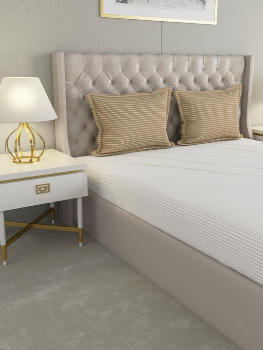 Raymond Home Eminence Double Bedsheet with 2 Pillow Covers | Geometric Patten 100% Cotton, King Sized, 300 TC, Cotton Rich (2.74 m X 2.74 m, 012748-BF01, Gold)