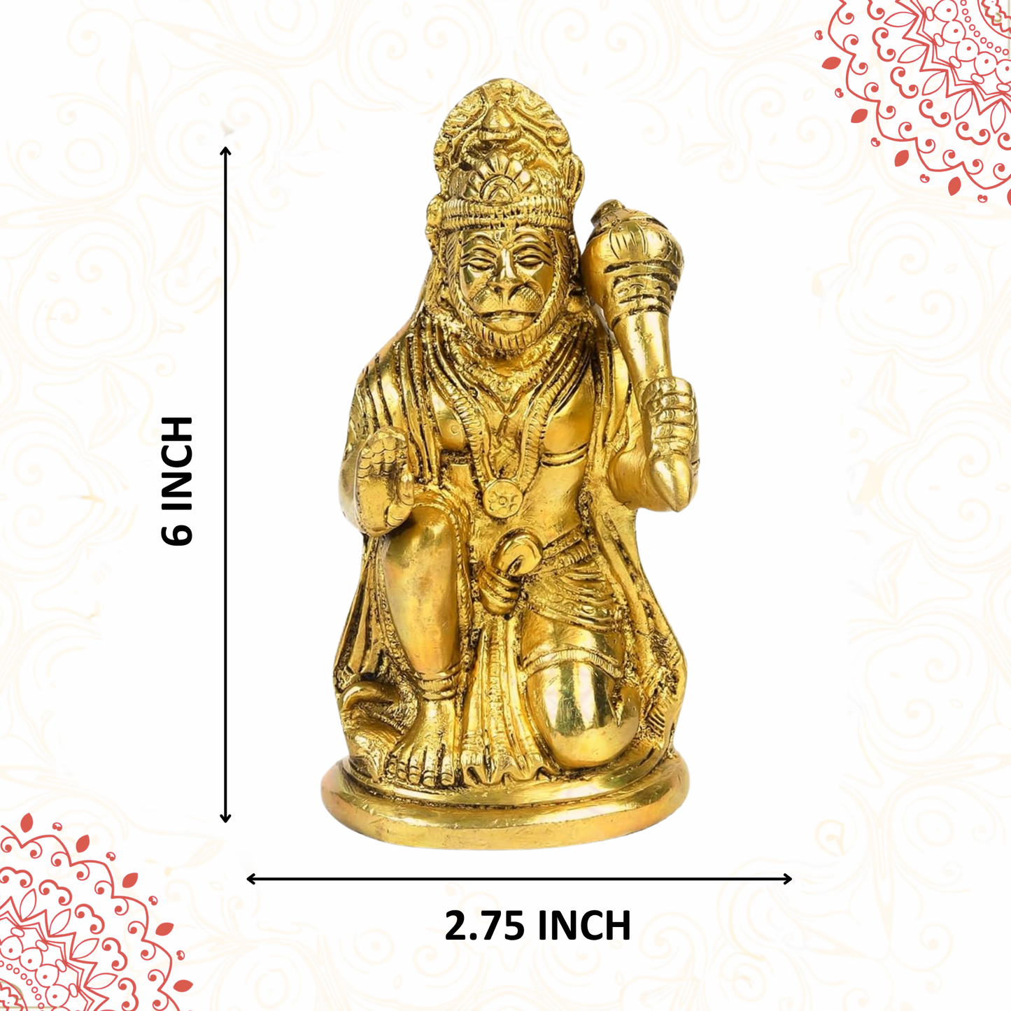 Klassic Brass Sitting Lord Hanuman Idol 6 Inch