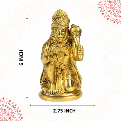 Klassic Brass Sitting Lord Hanuman Idol 6 Inch