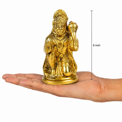 Klassic Brass Sitting Lord Hanuman Idol 6 Inch