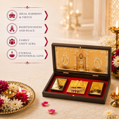 Klassic Lord Venkateswara Plastic Pooja Box with Charan Paduka & Gold Plated Frame