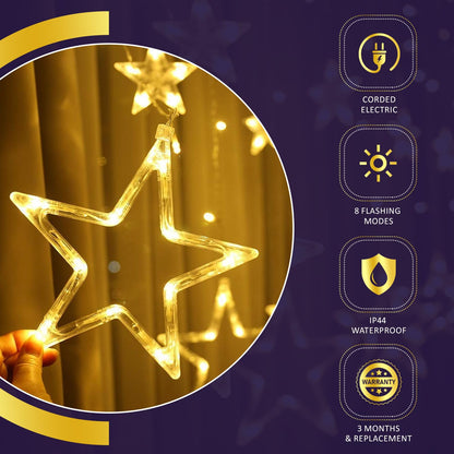Lexton 12 Star Curtain Star Lights with 8 Modes