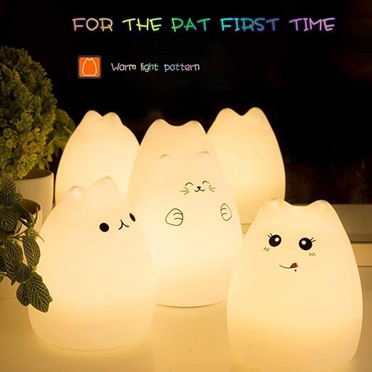 Lexton Silicone Kitty Night Lamp – USB Rechargeable, 7 Colors