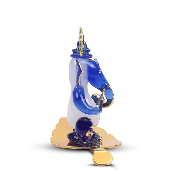 iCraft Ganesh Murti with Leaf | Handmade Crystal Glass Idol for Car & Home