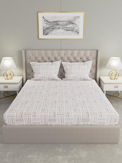Raymond Home Elegance Cotton Double Bedsheet with Pillow Covers – Brown (010408-BF03)