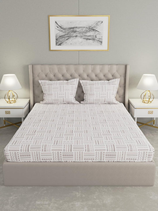 Raymond Home Elegance Cotton Double Bedsheet with Pillow Covers – Brown (010408-BF03)