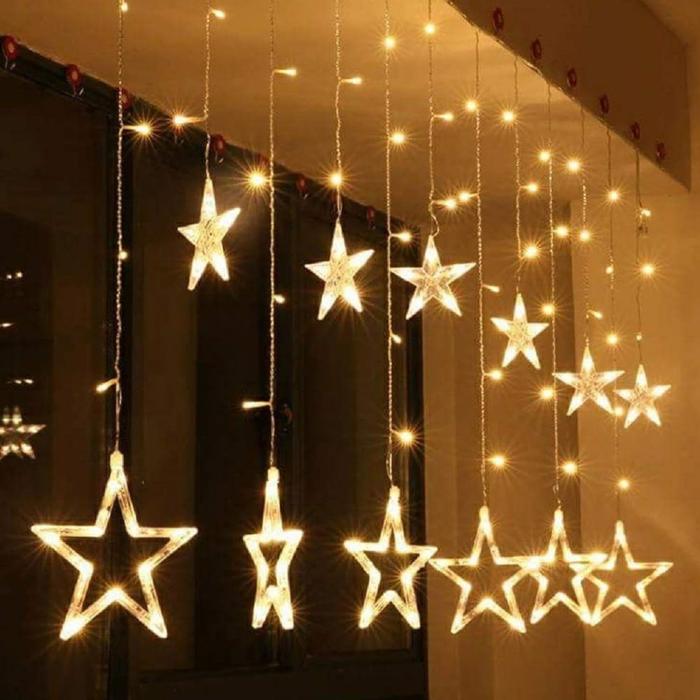 
                  
                    Lexton Star Curtain Light | 6 Big Star 6 Small Star Light | with 8 Flashing Modes  12 Stars  for Indoor & Outdoor Decorations
                  
                