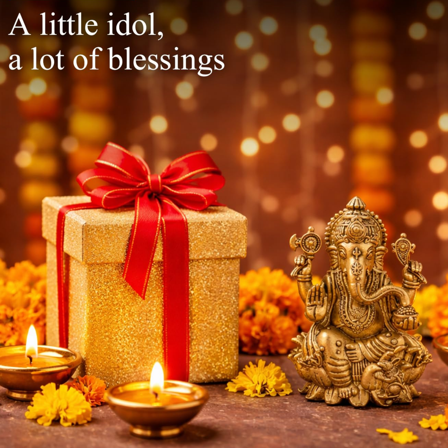 Klassic Lord Ganesha Idol 3.5 Inch | Pure Brass Antique Finish Murti | Pooja Mandir Décor | Diwali Gift