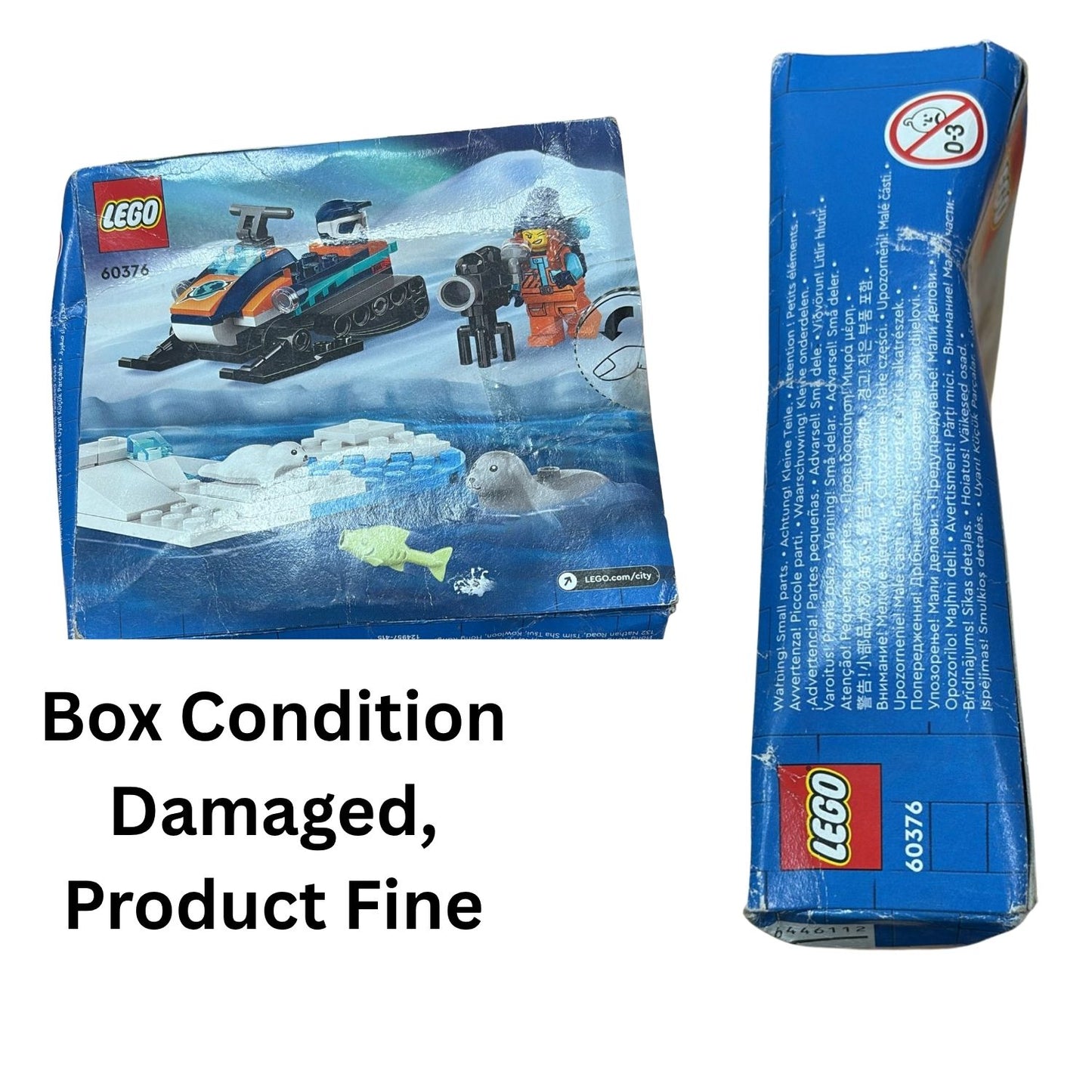 LEGO City Arctic Explorer Snowmobile Toy Set 60376 for Kids | 70 Pieces (Box Condition Damaged, Product Fine)