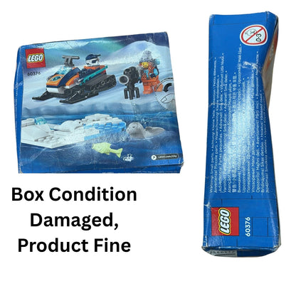 LEGO City Arctic Explorer Snowmobile Toy Set 60376 for Kids | 70 Pieces (Box Condition Damaged, Product Fine)