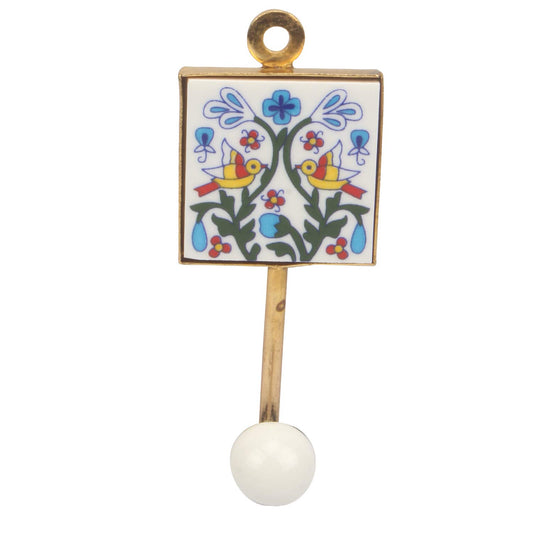 iCraft Handcrafted White Pottery Ceramic Handpainted Wall Hooks for Hanging Clothes, Keys, Bathroom and Kitchen Items and Living Room ( Pack of 5 ), Medium (ICWCH10-pk5)