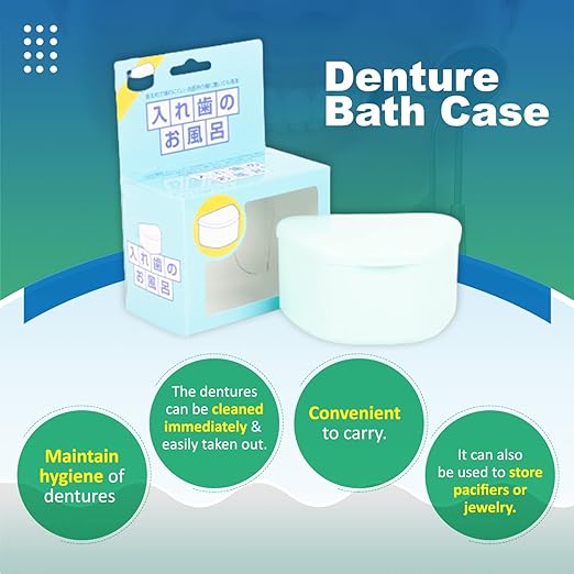 
                  
                    Tokyo Plan Plastic Denture Bath Box Helps Maintain the Hygiene Of the Denture False Teeth Storage Box for Bedside, Car, Travelling (Turquoise)
                  
                