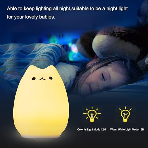 Lexton Silicone Kitty Night Lamp – USB Rechargeable, 7 Colors