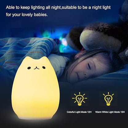 Lexton Silicone Kitty Night Lamp – USB Rechargeable, 7 Colors