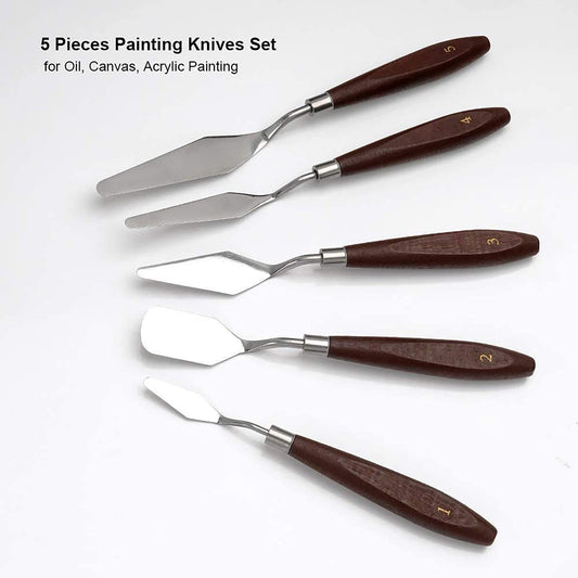 "iCraft Palette Knife Set with Acrylic Colors – 5 Knives + 12 Shades