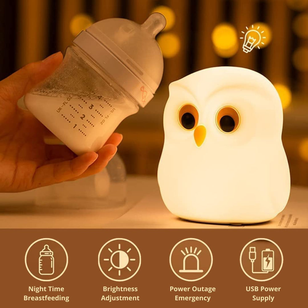 
                  
                    Lexton Cute Owl Night Light, Silicone Warm White, Nursing Room Indoor Light, USB Rechargeable Bedside Lamp, 1 Pc
                  
                