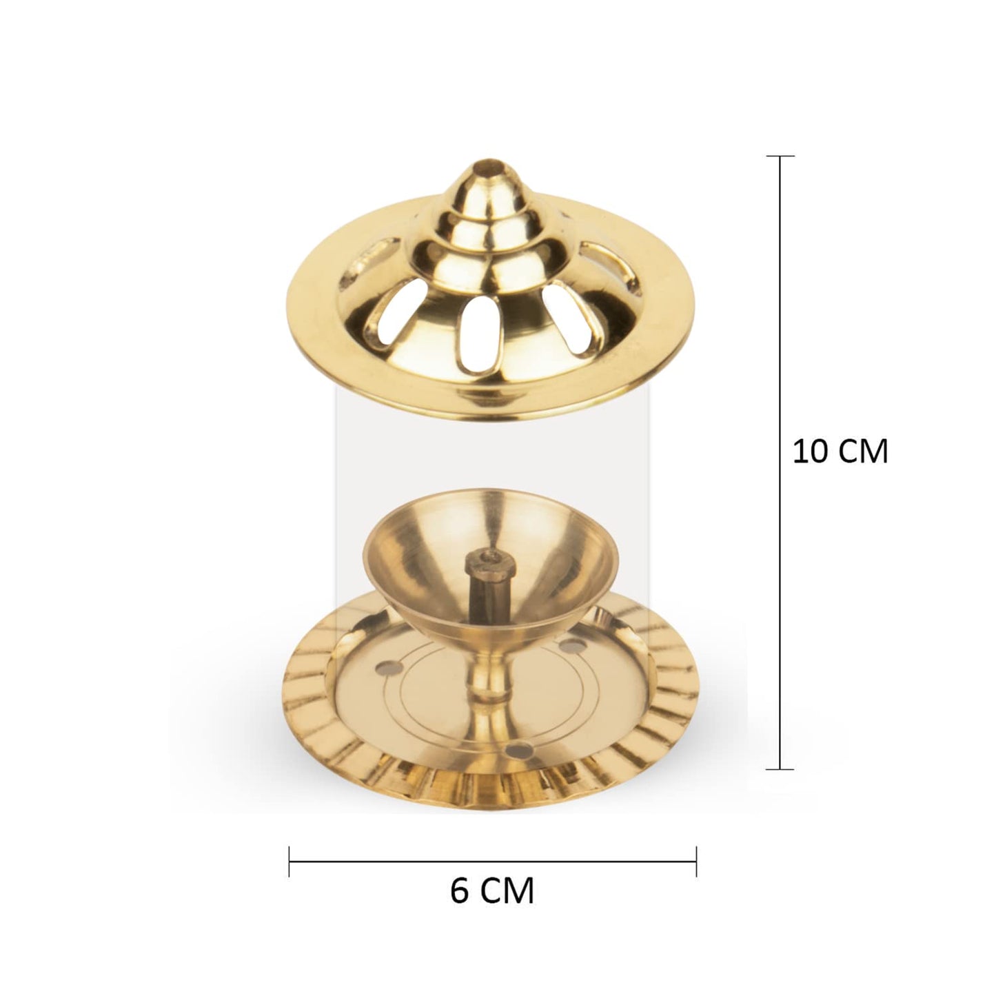 Klassic Navjyoti 4 Inch Brass Akhand Diya with Glass Shade
