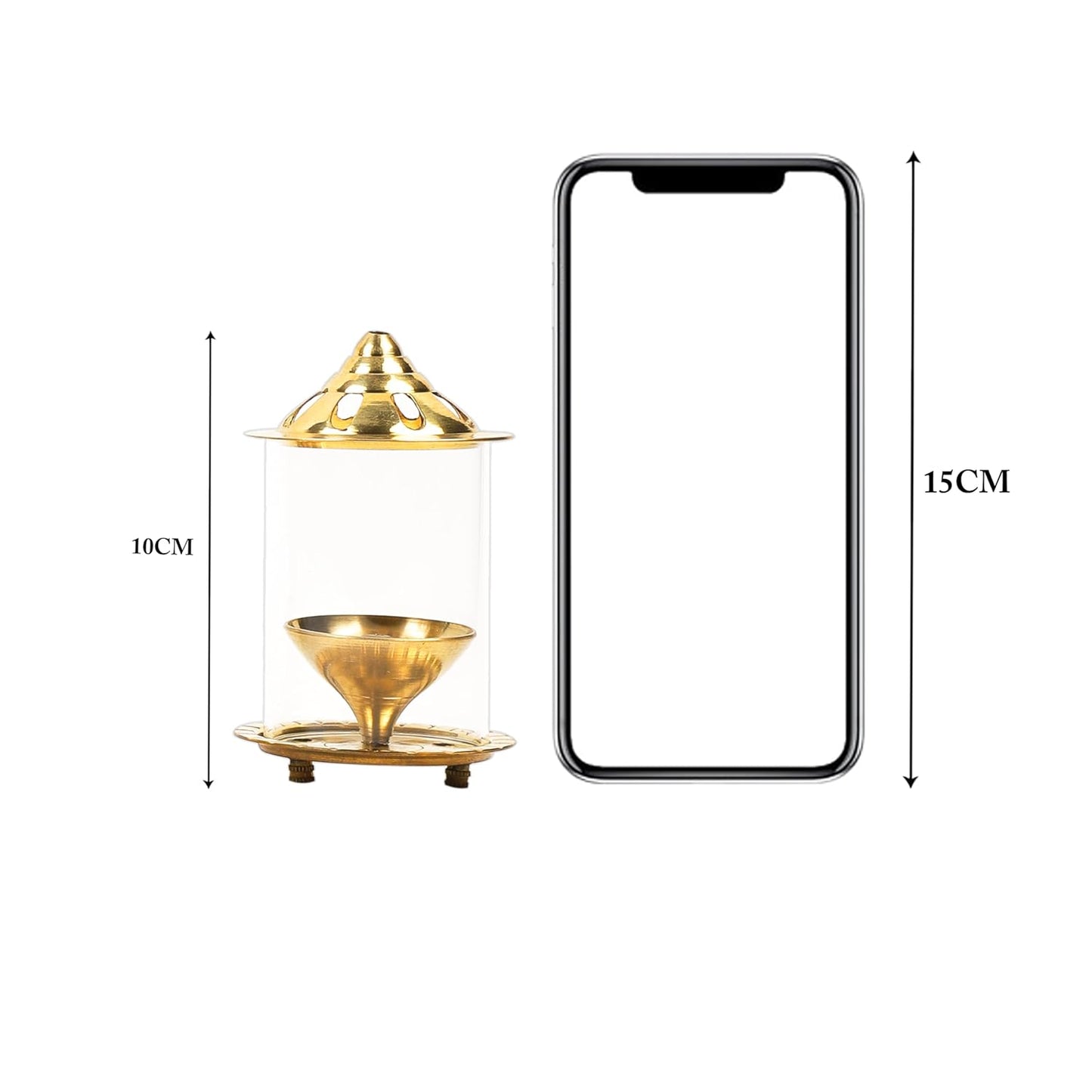 Klassic Navjyoti 4 Inch Brass Akhand Diya with Glass Shade