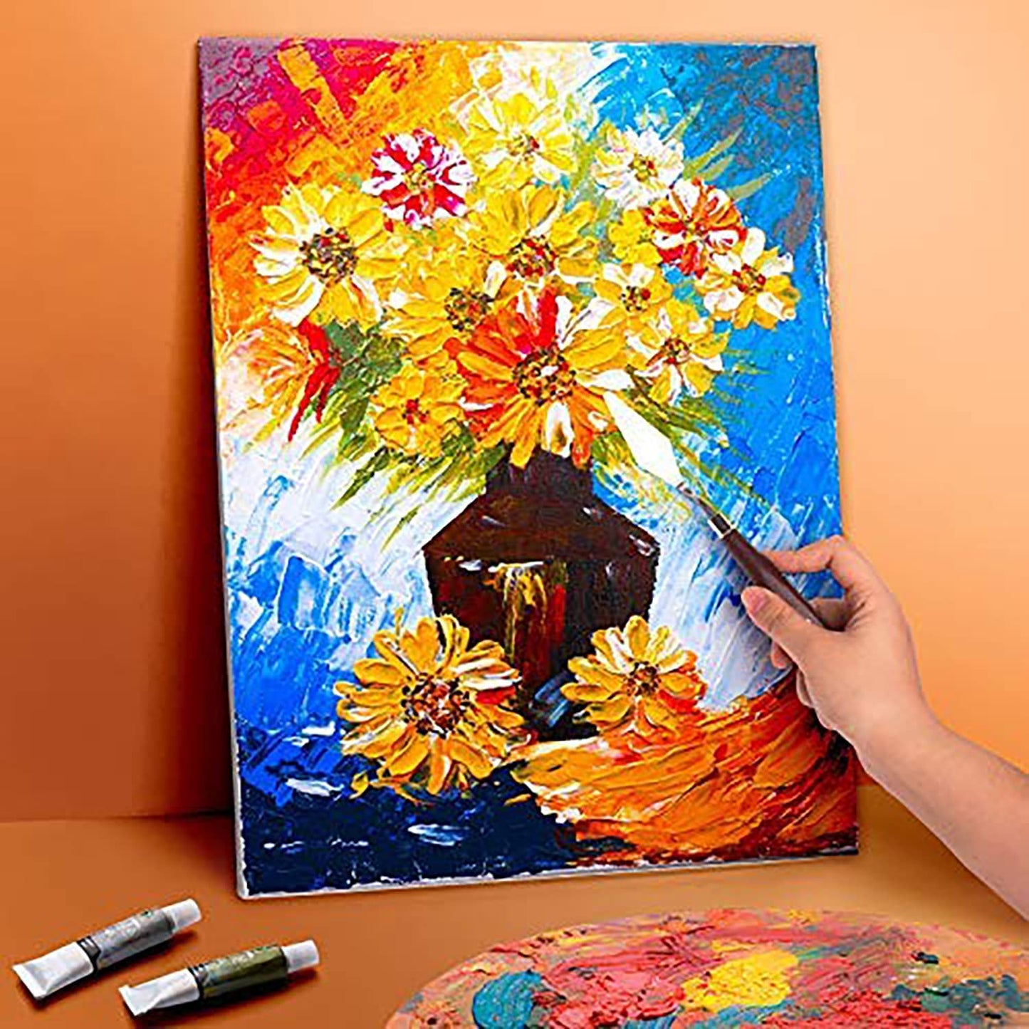 "iCraft Palette Knife Set with Acrylic Colors – 5 Knives + 12 Shades