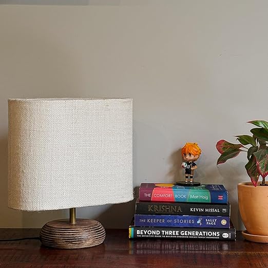 Lexton White Jute Table Lamp with Wood Base