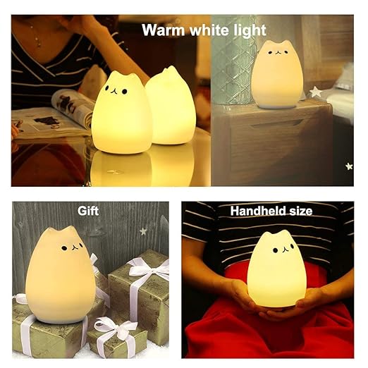 Lexton Silicone Kitty Night Lamp – USB Rechargeable, 7 Colors