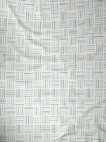 Raymond Home Elegance Double Bedsheet with 2 Pillow Covers | Geometric Patten 100% Cotton, King Sized, 300 TC, Cotton Rich (2.74 m X 2.74 m, 010408-BF01, Turquoise)