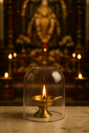 
                  
                    Klassic Curved Borosilicate Glass Shade Without Diya | Diya Cover for Bedroom & Mandir, Pooja, Home Decoration & Gifts, Tealight, 3.5 inches Height, 2.95 inches Width | Pack of 1
                  
                