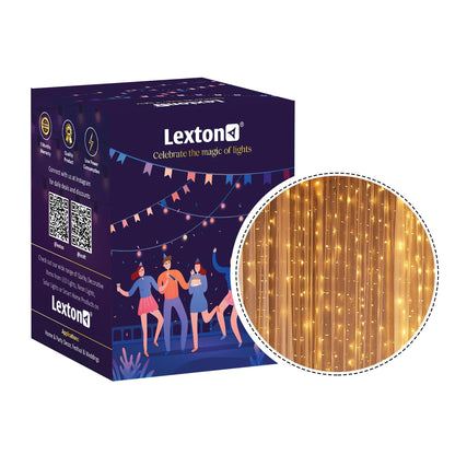Lexton 3M Copper Curtain Fairy Lights, 300 LED Warm White String Lights with Remote & USB Power