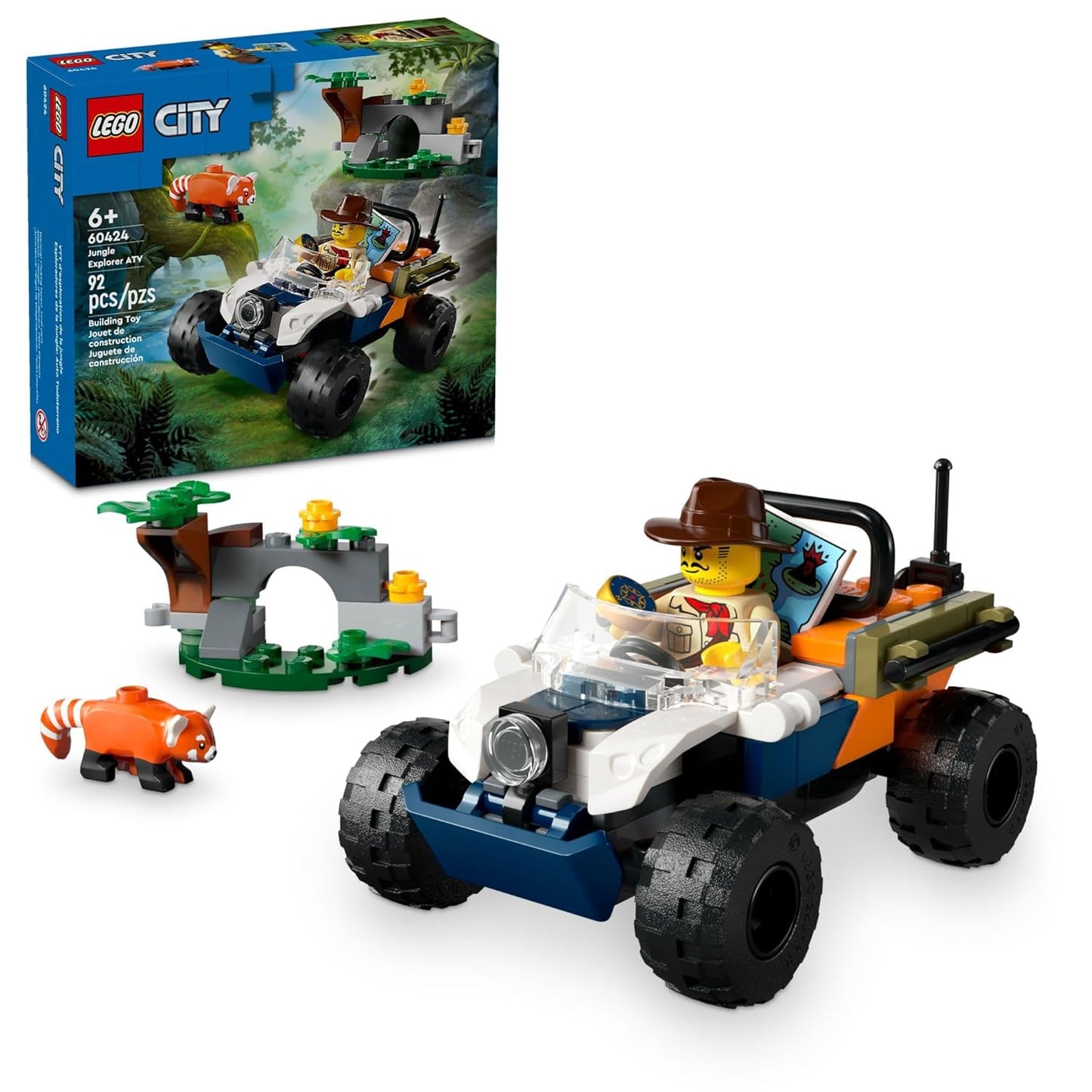 LEGO City Jungle Explorer ATV Red Panda Mission Toy 60424 for Kids (Box Condition Damaged, Product Fine)