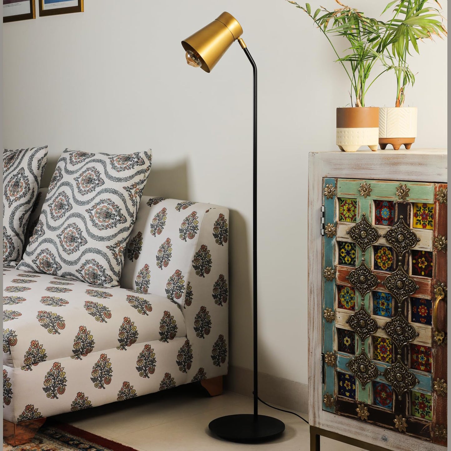 Lexton DIY Vintage Floor Lamp | Black Metal Standing Lamp with E27 Base (Bulb Not Included)**