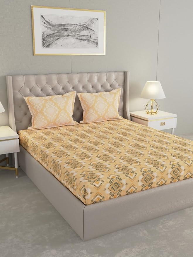 Raymond Home 210 TC Cotton Double Bedsheet with 2 Pillow Covers (012243-BF01)