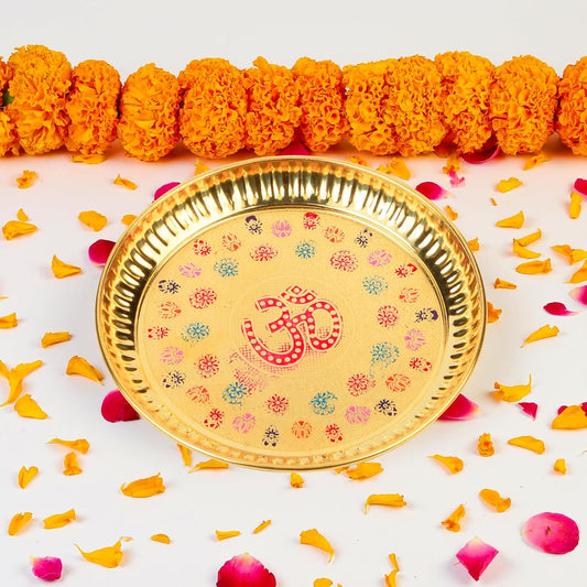 Klassic 6 Inch Pure Brass Om Puja Thali
