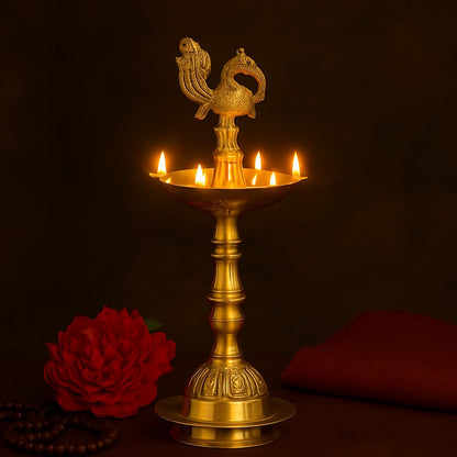 Klassic Brass Kerala Peacock Diya 11 Inch